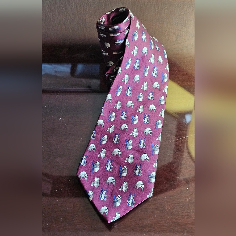 Men's Burgundy Animal Print Tie